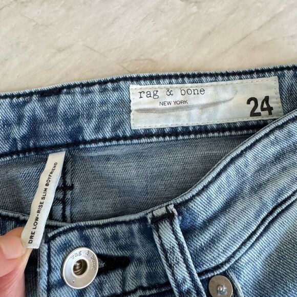 Rag & bone New York Dre Low-Rise Boyfriend jeans ripped raw hem size 24 - Picture 3 of 7